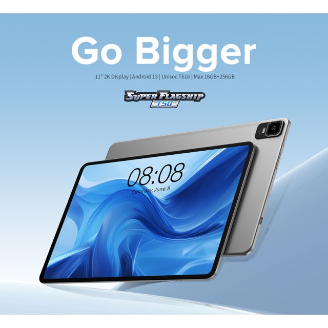 TECLAST tablet T50, 11" HD, 8/256GB, Android 13, 4G, 7500mAh, γκρι