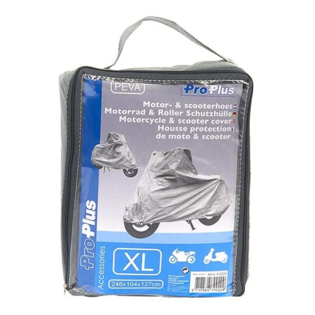 PROPLUS κουκούλα μηχανής 610250 με θήκη, XL 246x104x127cm, ασημί