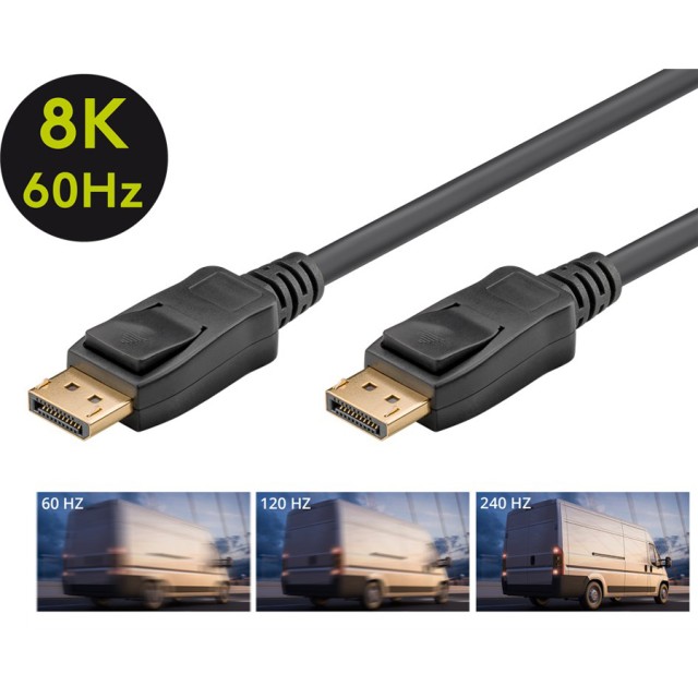 GOOBAY καλώδιο DisplayPort 64797, 8K/60Hz, 32.4 Gbps, 1m, μαύρο