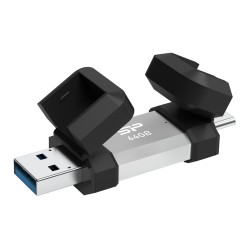 SILICON POWER USB Flash Drive C51, USB/USB-C, 64GB, 120MBps, ασημί