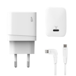 SILICON POWER φορτιστής τοίχου QM10 με καλώδιο, USB-C, 18W, MFi, λευκός