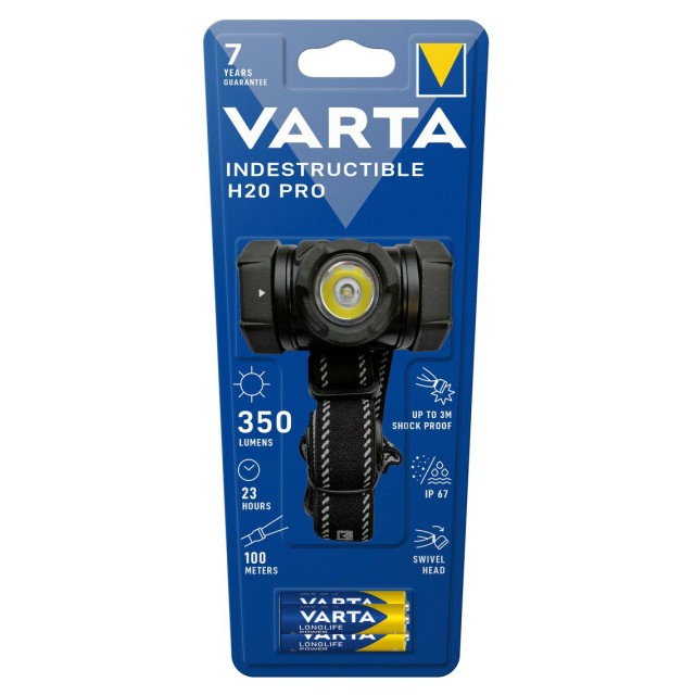 VARTA LED φακός κεφαλής Indestructible H20 Pro, 350lm, IP67, μαύρος