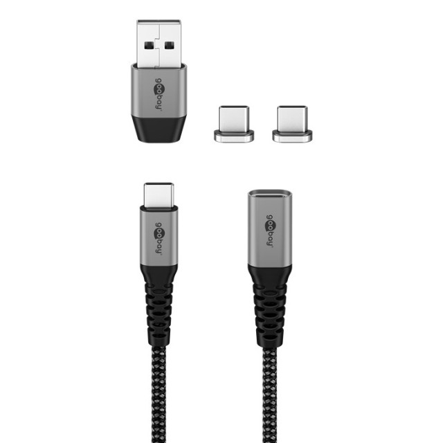 GOOBAY καλώδιο USB/USB-C σε USB-C 65653, μαγνητικό, 60W, 1m, γκρι