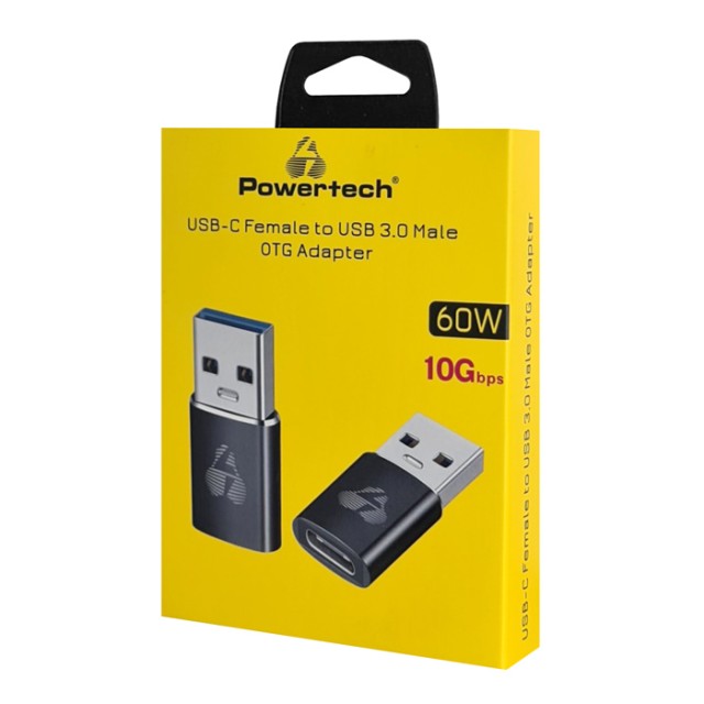 POWERTECH αντάπτορας USB 3.0 σε USB-C PTR-0147, 10 Gbps, 60W, γκρι