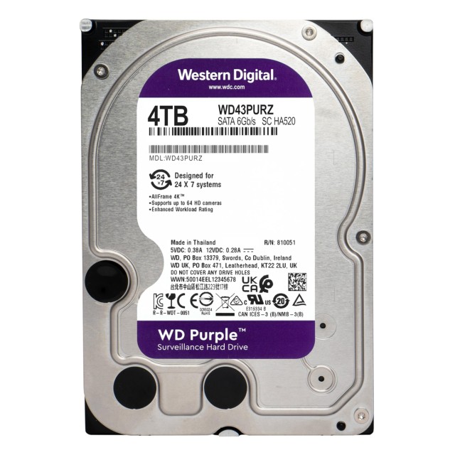 WD σκληρός δίσκος 3.5" Purple Surveillance 4TB, 256MB, 5400RPM, SATA III