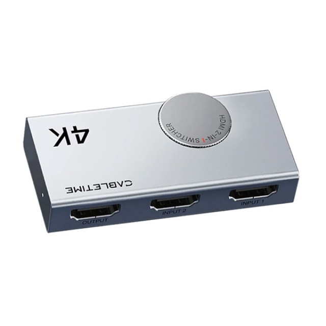 CABLETIME HDMI switch CT-HS4K-AG, 2 σε 1, 4K/60Hz, bi-directional, γκρι