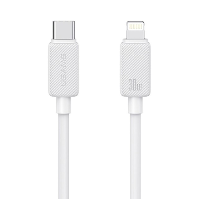 USAMS καλώδιο Lightning σε USB-C US-SJ692, 30W, 480Mbps, 1m, λευκό