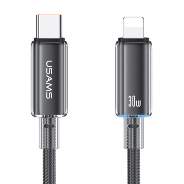 USAMS καλώδιο Lightning σε USB-C US-SJ659, 30W, 480Mbps, 1.2m, μαύρο