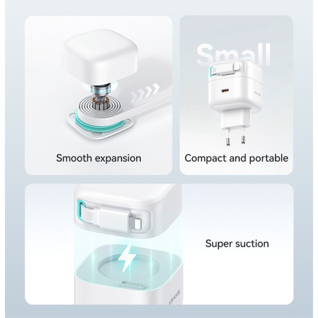 USAMS φορτιστής τοίχου US-CC209 καλώδιο Lightning, USB-C 35W GaN, λευκός
