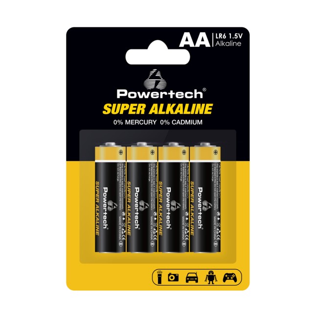 POWERTECH αλκαλικές μπαταρίες Super Alkaline PT-1214, AA, 1.5V, 4τμχ POWERTECH αλκαλικές μπαταρίες Super Alkaline PT-1214, AA, 1.5V, 4τμχ