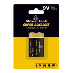 POWERTECH αλκαλική μπαταρία Super Alkaline PT-1215, 9V, 1τμχ POWERTECH αλκαλική μπαταρία Super Alkaline PT-1215, 9V, 1τμχ