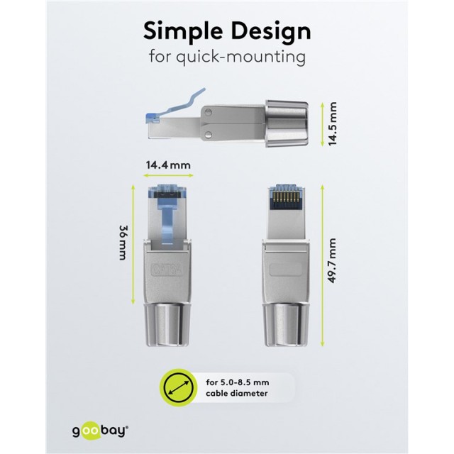 GOOBAY βύσμα RJ45 65939, CAT 6A STP, tool-free, ασημί