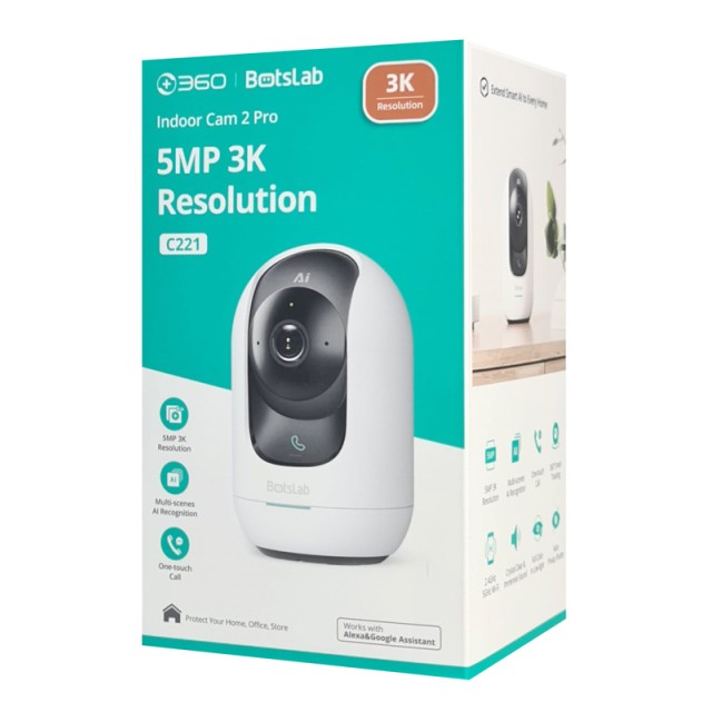 BOTSLAB smart κάμερα C221, 5MP/3K, WiFi, 360° PTZ, SD