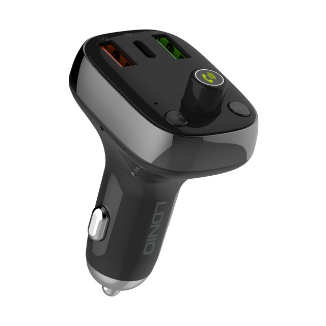 LDNIO FM Transmitter & φορτιστής C704Q, 2x USB/1x USB-C, 36W, Bluetooth, μαύρο