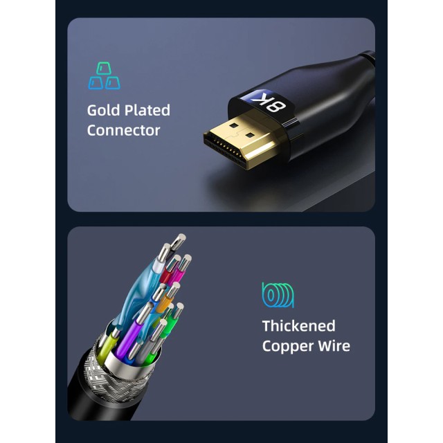 CABLETIME καλώδιο HDMI 2.1 CT-HM8K με Ethernet, 8K/60Hz, 48 Gbps, 1m, μαύρο