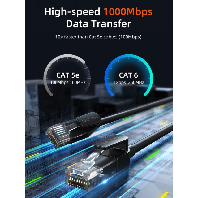 CABLETIME καλώδιο δικτύου CT-CAT6U, CAT 6 UTP, 250 MHz, CCA, 5m, μαύρο