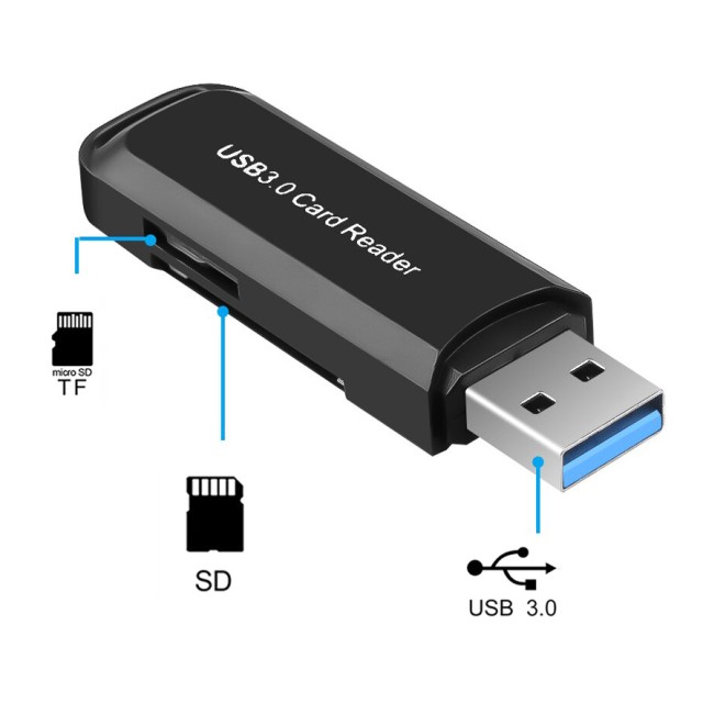 CABLETIME card reader CT-AMCD2-PB για SD & micro SD, USB 3.0, 5Gbps, μαύρο