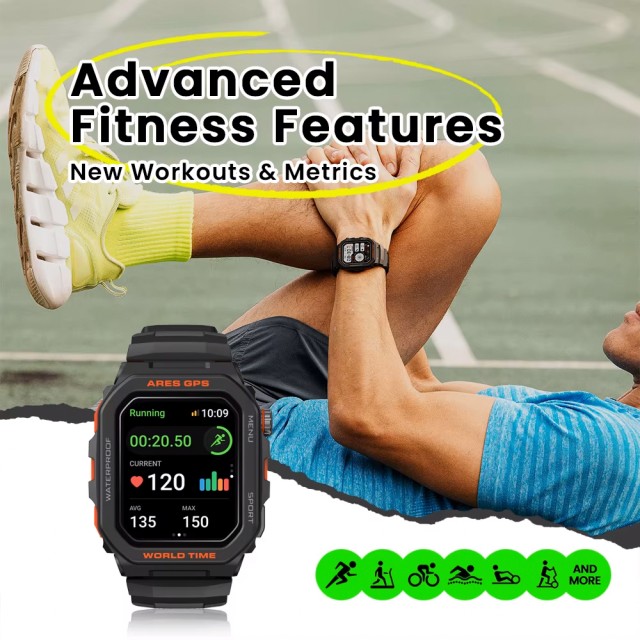 ZEBLAZE smartwatch Ares GPS, heart rate, 1.75" IPS, GPS, 3 ATM, μαύρο