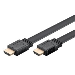 GOOBAY καλώδιο HDMI 2.0 61280, Ethernet flat, 4K/60Hz 18 Gbps, 3m, μαύρο