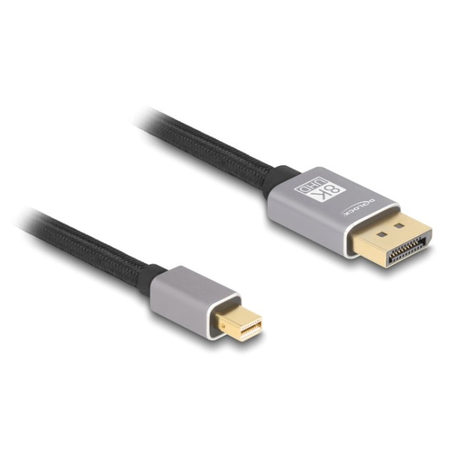 DELOCK καλώδιο mini DisplayPort σε DisplayPort 81091, 8K/60Hz, 32.4 Gbps, 1m, μαύρο