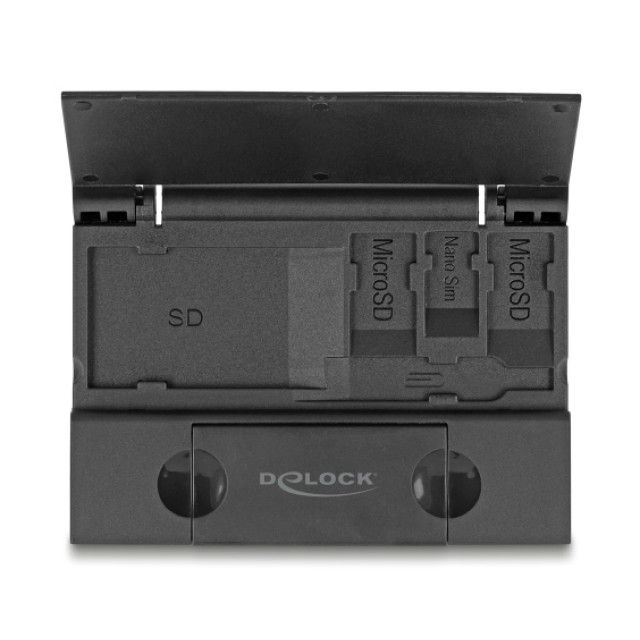 DELOCK card reader 91014 για SD & micro SD, με θήκη, USB/USB-C, 5Gbps, μαύρο