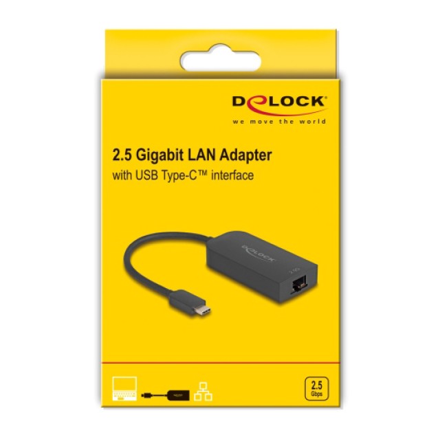 DELOCK αντάπτορας δικτύου 66045, USB, 2.5Gbps Ethernet, μαύρος