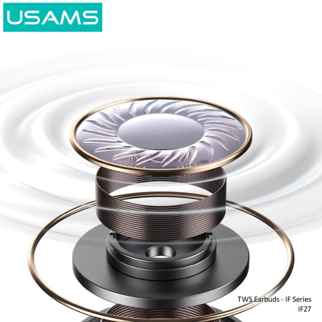 USAMS earphones με θήκη φόρτισης IF27, TWS, Φ13mm, 25/250mAh, λευκά