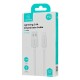 USAMS καλώδιο Lightning σε USB US-SJ689, 12W, 480Mbps, 1m, λευκό