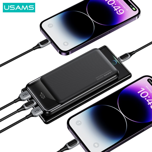 USAMS power bank US-CD198, 3x θύρες εξόδου, 10000mAh, 10W, μαύρο