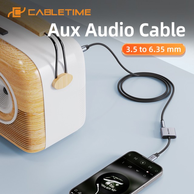 CABLETIME καλώδιο ήχου 3.5mm σε 6.35mm CT-AV321-H11G, 1m, μαύρο