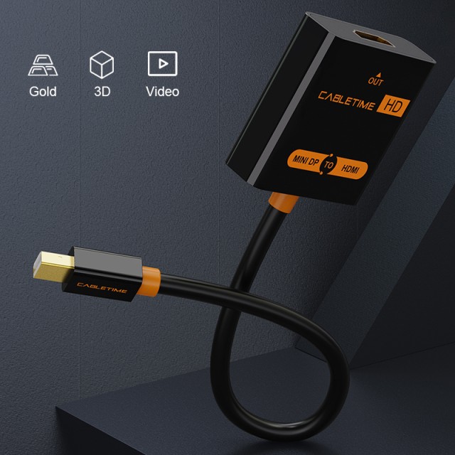 CABLETIME αντάπτορας mini DisplayPort σε HDMI CT-AV589-02G, 1080p, μαύρος