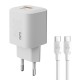POWERTECH φορτιστής τοίχου PT-1351 με καλώδιο, USB/USB-C, 36W, GaN, λευκός POWERTECH φορτιστής τοίχου PT-1351 με καλώδιο, USB/USB-C, 36W, GaN, λευκός
