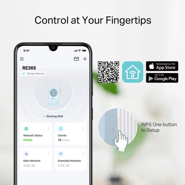 TP-LINK WiFi range extender RE365 με Passthrough, AC1200 1200Mbps, Ver. 3.0