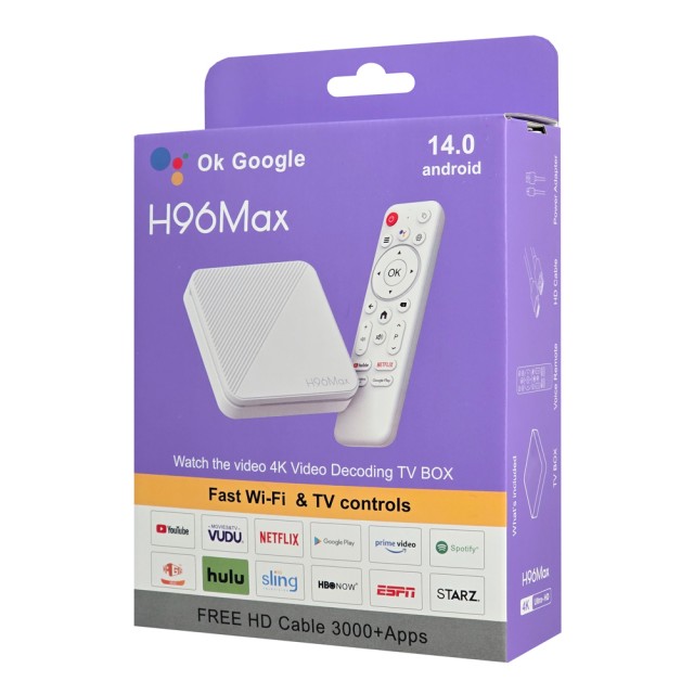 H96 MAX TV Box H313, 4K, 2/16GB, WiFi 6, Bluetooth, Android 14