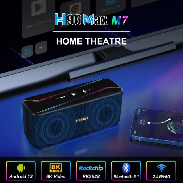 H96 MAX TV Box & ηχείο M7, RK3528, 8K, 4/32GB, WiFi, Bluetooth, Android 13