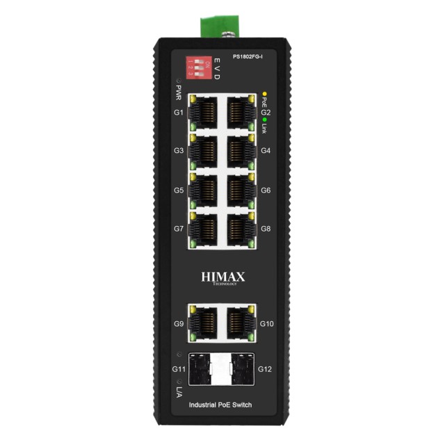 HIMAX industrial PoE switch PS1802FG-I, 8x GE PoE/2x GE/2x GF SFP θύρες, έως 1000Mbps HIMAX industrial PoE switch PS1802FG-I, 8x GE PoE/2x GE/2x GF SFP θύρες, έως 1000Mbps