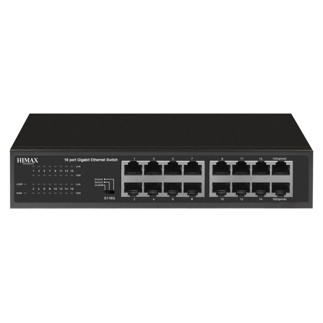 HIMAX switch S116G, 16x Ethernet θύρες, έως 1000Mbps HIMAX switch S116G, 16x Ethernet θύρες, έως 1000Mbps