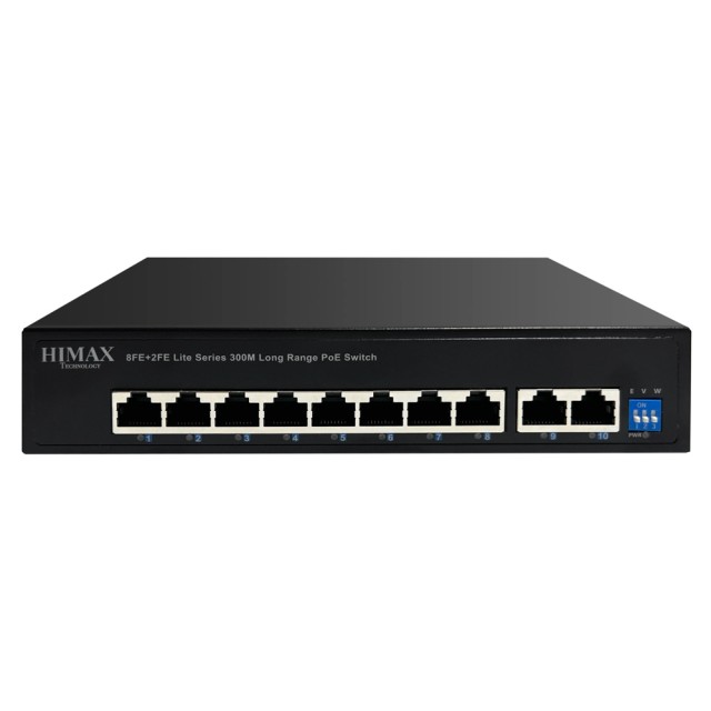 HIMAX PoE switch PS1802E-L, 8x Ethernet PoE & 2x Ethernet θύρες, έως 100Mbps HIMAX PoE switch PS1802E-L, 8x Ethernet PoE & 2x Ethernet θύρες, έως 100Mbps
