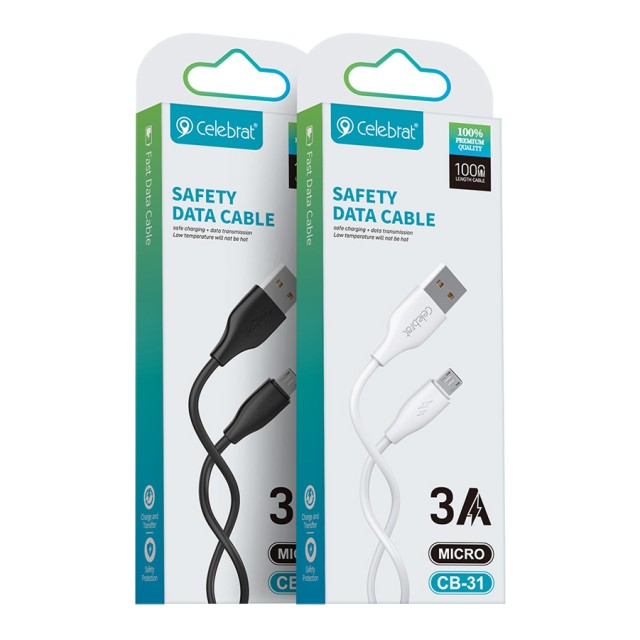 CELEBRAT καλώδιο micro USB σε USB CB-31, 15W, 480Mbps, 1m, μαύρο CELEBRAT καλώδιο micro USB σε USB CB-31, 15W, 480Mbps, 1m, μαύρο