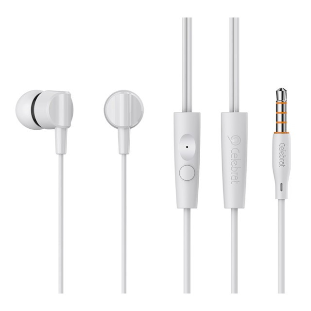 CELEBRAT earphones με μικρόφωνο G35, 3.5mm σύνδεση, 10mm, 1.2m, λευκά