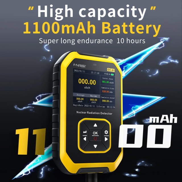 FNIRSI ψηφιακός μετρητής ακτινοβολίας GC-01, β/γ/Χ ακτίνες, επαναφορτιζόμενος FNIRSI ψηφιακός μετρητής ακτινοβολίας GC-01, β/γ/Χ ακτίνες, επαναφορτιζόμενος