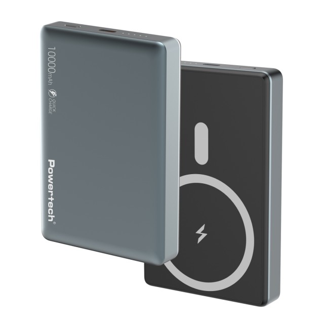 POWERTECH power bank PT-1377, 10000mah, magnetic wireless, 20W, γκρι POWERTECH power bank PT-1377, 10000mah, magnetic wireless, 20W, γκρι