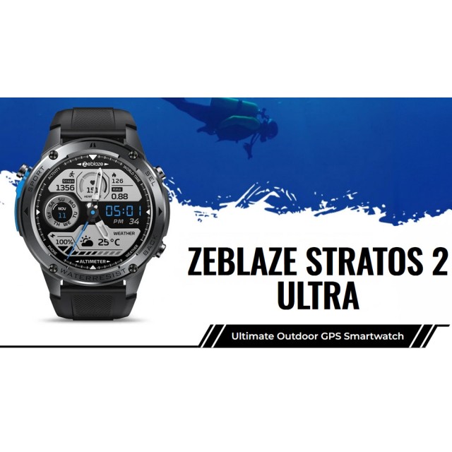 ZEBLAZE smartwatch Stratos 2 Ultra, heart rate, 1.43" AMOLED, GPS, MIL-STD-810H, μαύρο