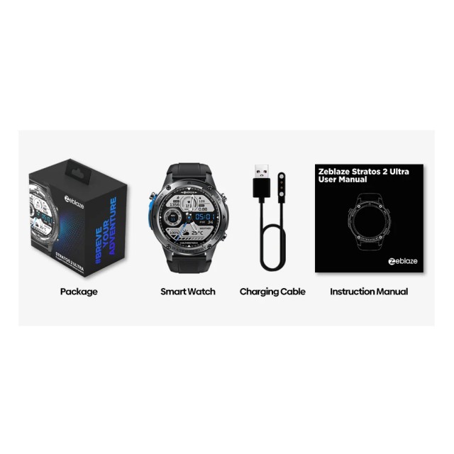 ZEBLAZE smartwatch Stratos 2 Ultra, heart rate, 1.43" AMOLED, GPS, MIL-STD-810H, μαύρο