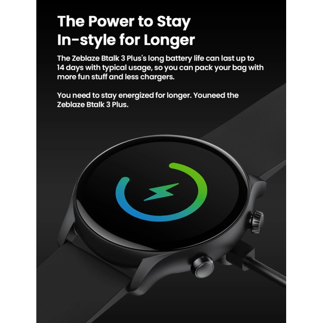 ZEBLAZE smartwatch Btalk 3 Plus, heart rate, 1.39" IPS, μαύρο