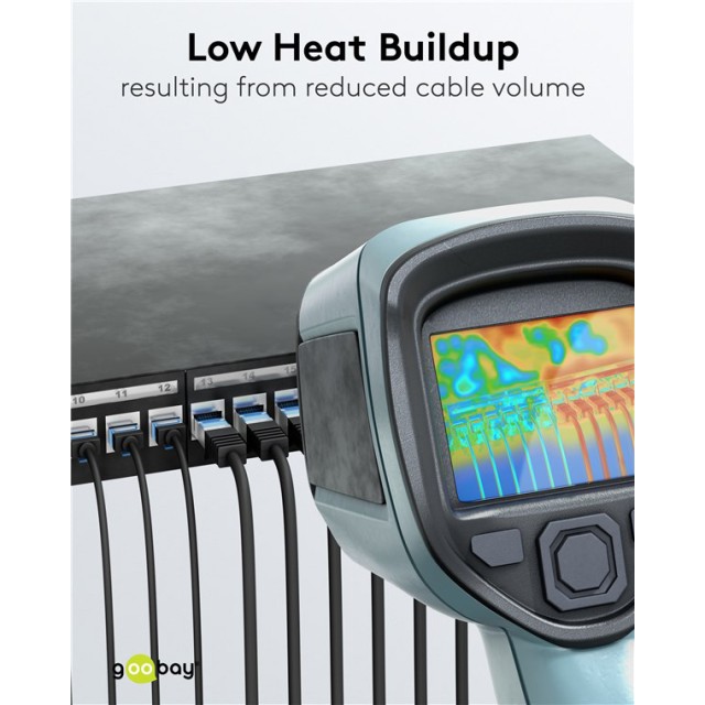 GOOBAY καλώδιο δικτύου 74232, CAT 6A U/UTP, slim, copper, 500MHz, 0.50m, μαύρο