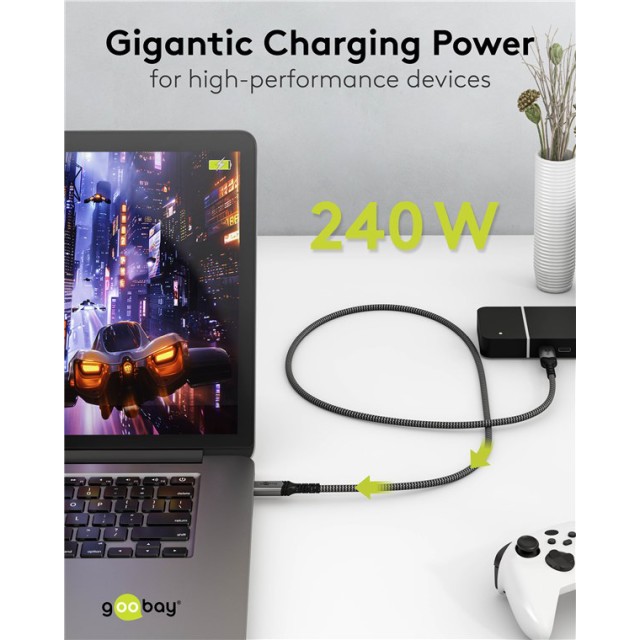 GOOBAY καλώδιο USB-C 74210, USB4, 240W, 40Gbps, 8K/60Hz, 0.50m, γκρι GOOBAY καλώδιο USB-C 74210, USB4, 240W, 40Gbps, 8K/60Hz, 0.50m, γκρι