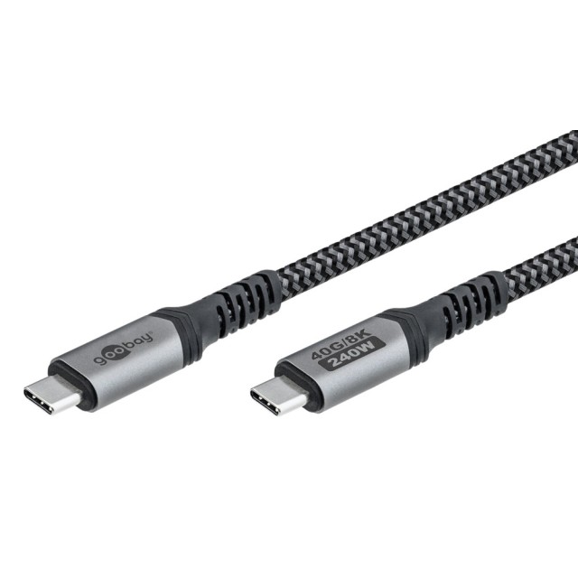 GOOBAY καλώδιο USB-C 74210, USB4, 240W, 40Gbps, 8K/60Hz, 0.50m, γκρι GOOBAY καλώδιο USB-C 74210, USB4, 240W, 40Gbps, 8K/60Hz, 0.50m, γκρι