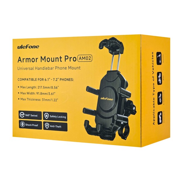 ULEFONE βάση ποδηλάτου για smartphone Armor Mount Pro AM02, μαύρη