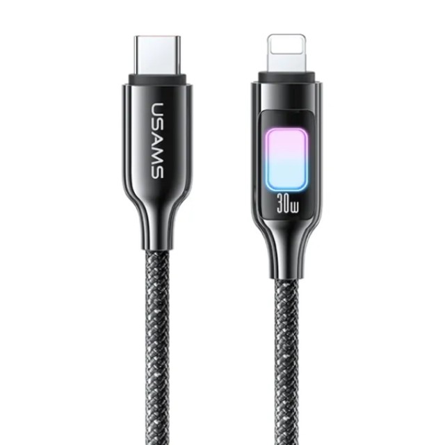 USAMS καλώδιο Lightning σε USB-C SJ749, 30W, 480Mbps, 1.2m, μαύρο